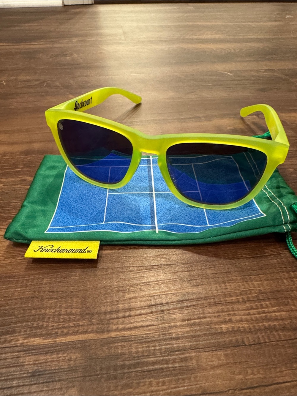 Trackaround Neon Yellow Sunglasses with Blue Lenses